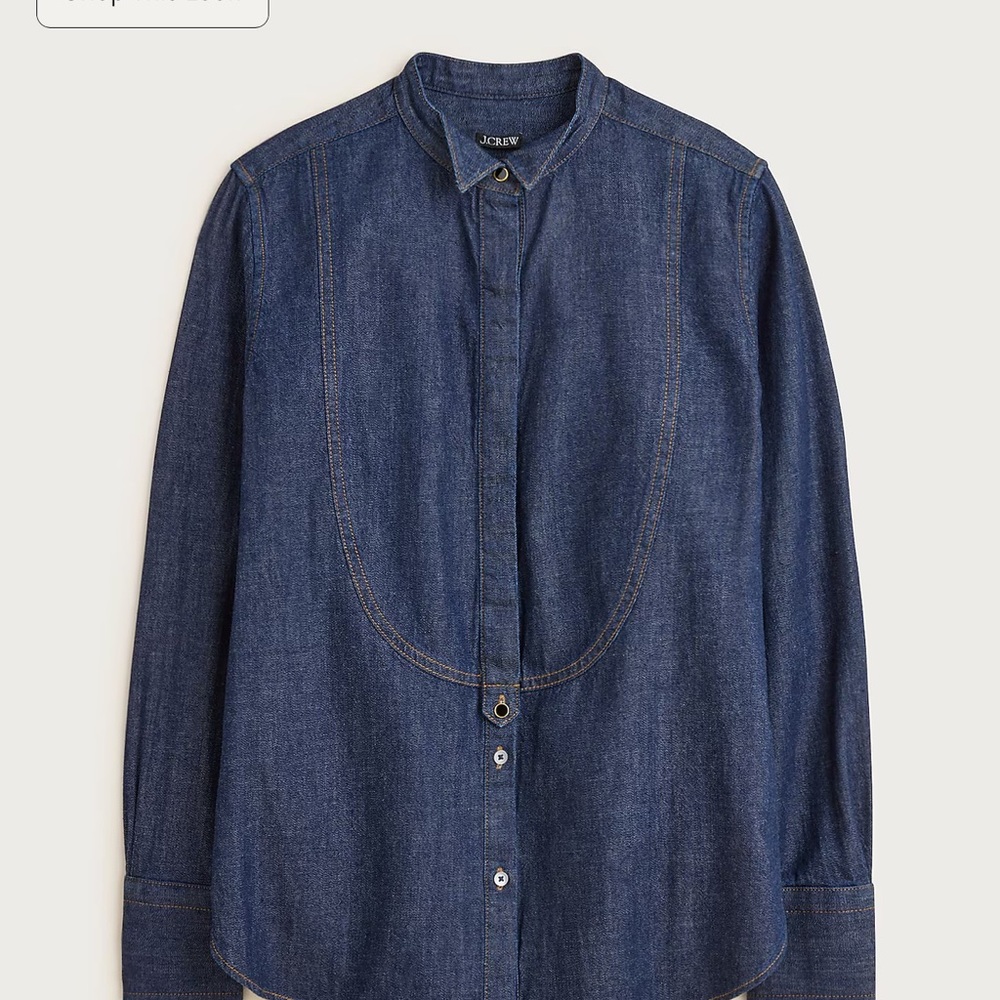 J. Crew Jules Tuxedo Shirt in Denim - Picture 3 of 5